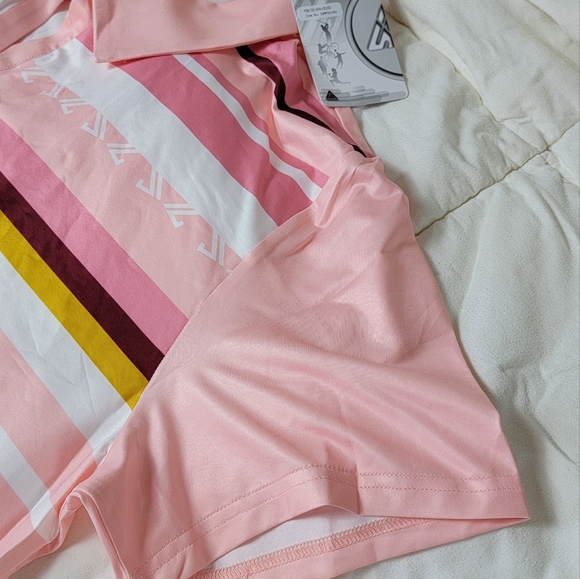 Women's Polo Shirt Pink 2XL Golf Short Sleeve Moisture Wicking - Picture 4 of 9